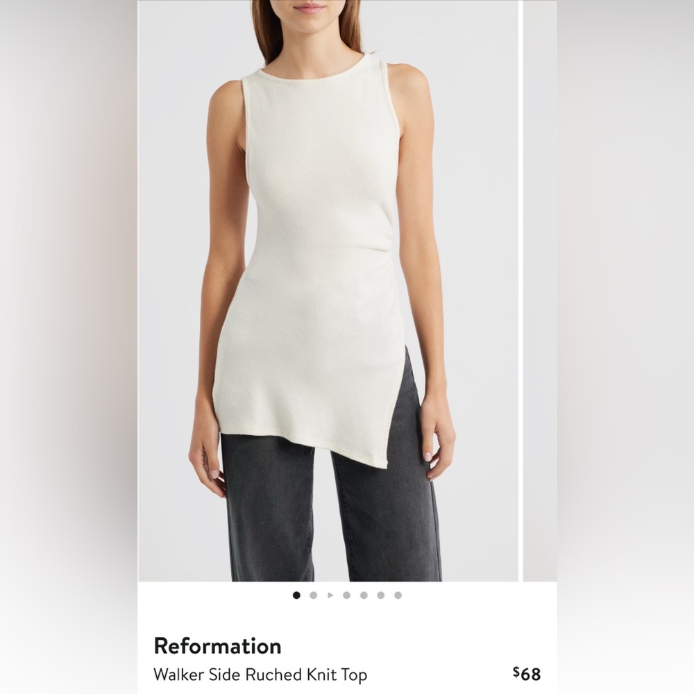 Reformation Cream Ruched Knit Top
